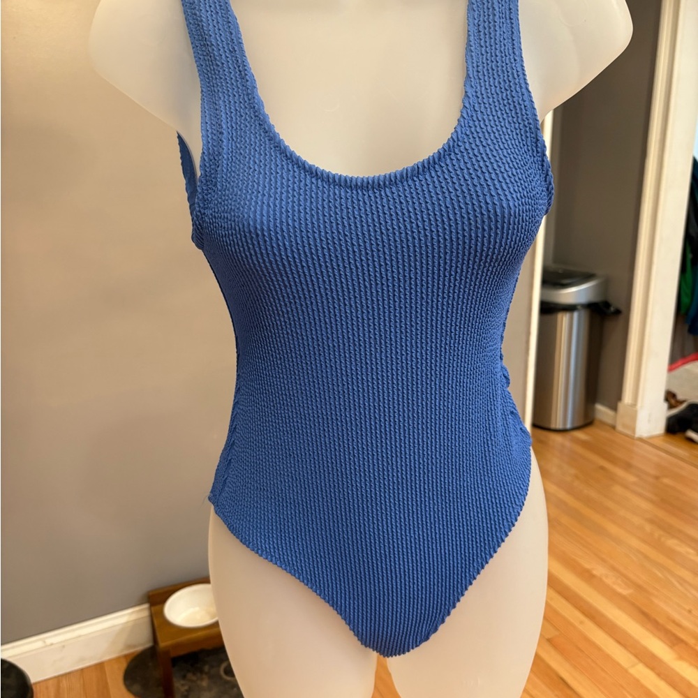 H&M Textured Cobalt Blue One Piece Swimsuit